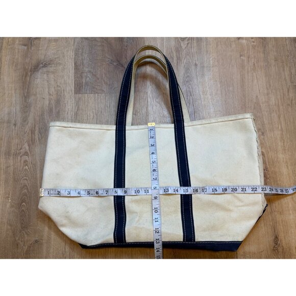 Vintage 90s L.L. Bean Boat And Tote Bag Navy Natural Canvas 23x14 - Picture 5 of 8